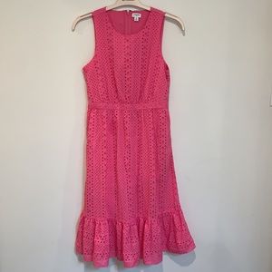 J Crew bubble gum pink eyelet midi dress size 6